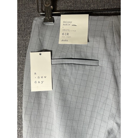 A New Day‎ Gray White Stripe High Rise Skinny Ankle Dress Pants Womens Sz 6/R - Picture 8 of 9